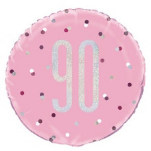 Glitz Foil Balloon Age 90 Pink