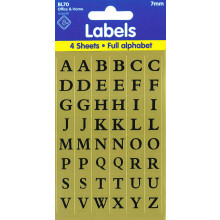 Labels Black Letters 7mm Gold Background