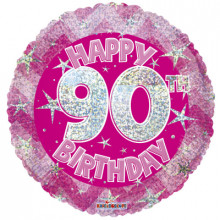 90th Pink Holographic Foil Balloon
