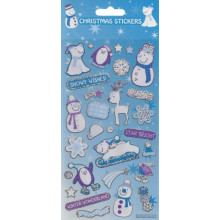 SP0353 Xmas Stickers Blue Card Mix